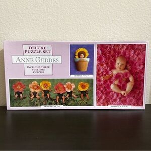 Anne Geddes Deluxe Puzzle Set Sealed Three Full Sized Puzzles New In Box 2001